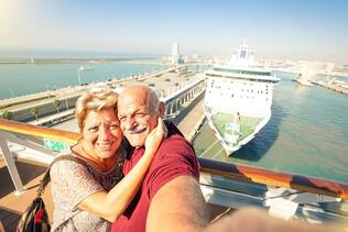 couple on cruise deck